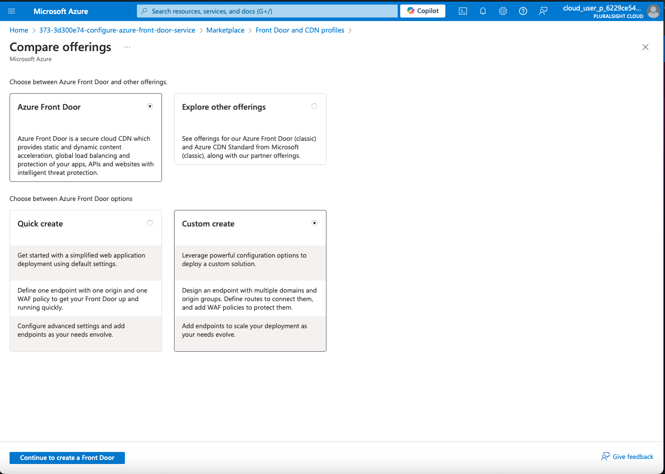 Configure Azure Front Door